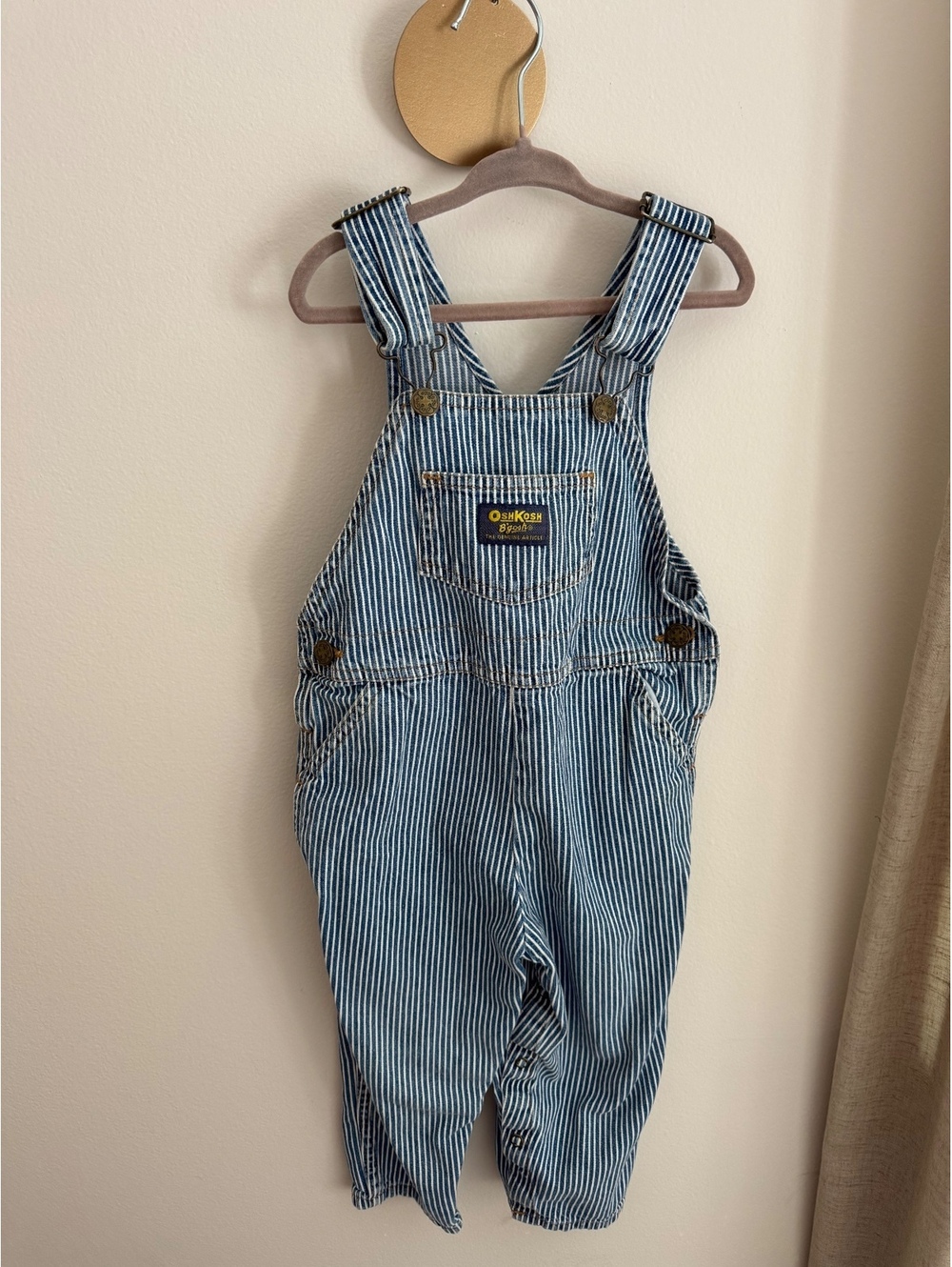 Vintage Oshkosh B'Gosh Vestbak Hickory Stripe Toddler Overalls 3T USA